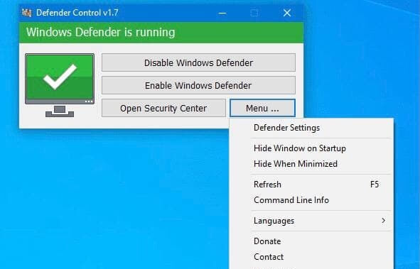 Defender Control v2.1-WindowsDefender禁用工具-APP喵-阿喵软件分享
