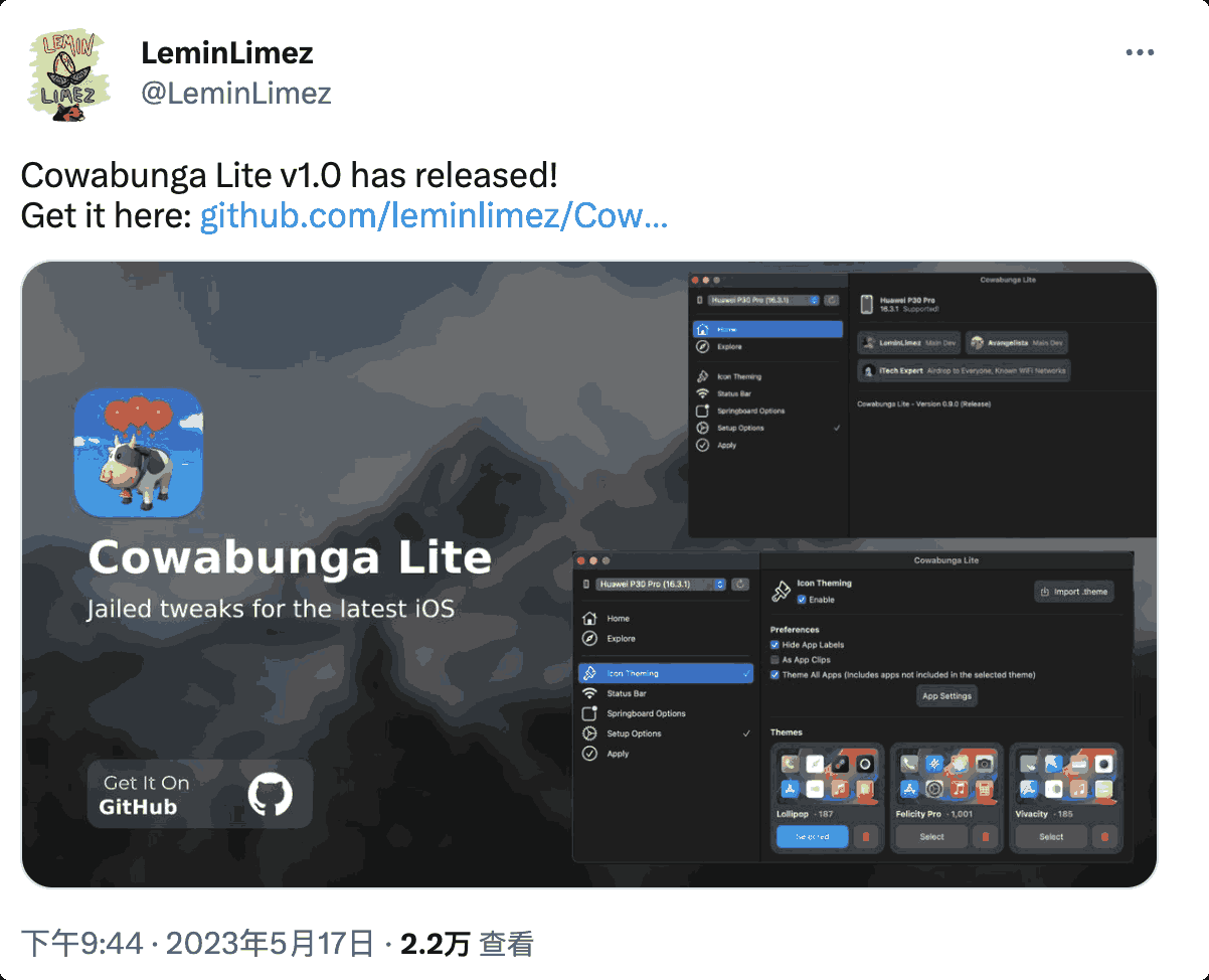 Cowabunga Lite-iphone免越狱修改系统-APP喵：软件资源