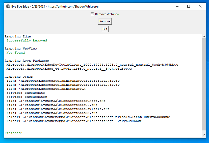 Remove-MS-Edge通过可执行文件静默卸载 Microsoft Edge