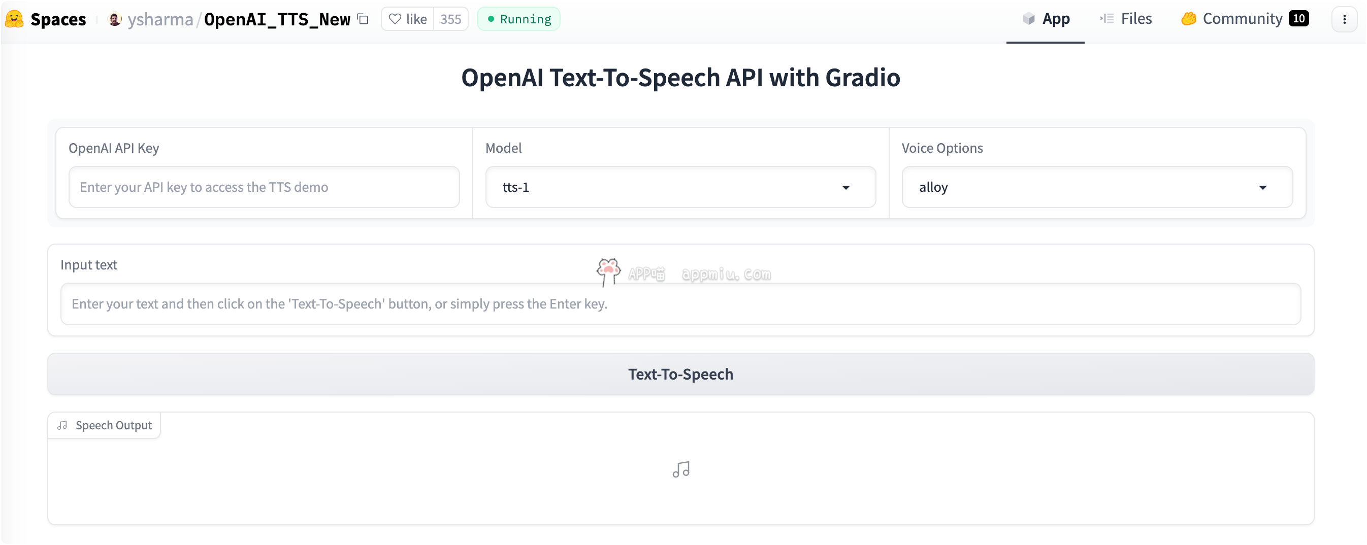 OpenAI 新发布的 TTS 文字转语音在线版：OpenAI Text-To-Speech API with Gradio-APP喵：阿喵软件资源分享