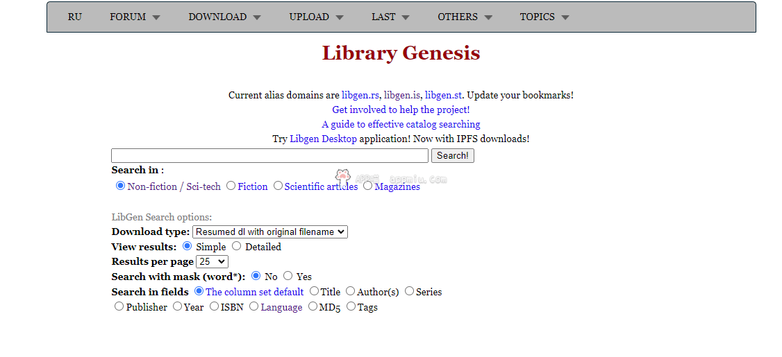 Library Genesis：library图书馆地址发布页-APP喵-阿喵软件