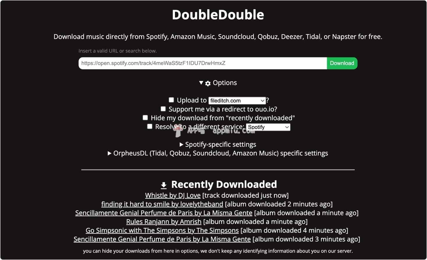 DoubleDouble – 免费在线流媒体音乐下载工具，支持从Spotify、Amazon Music、Soundcloud、Qobuz、Deezer等平台免费下载音乐-APP喵-阿喵软件