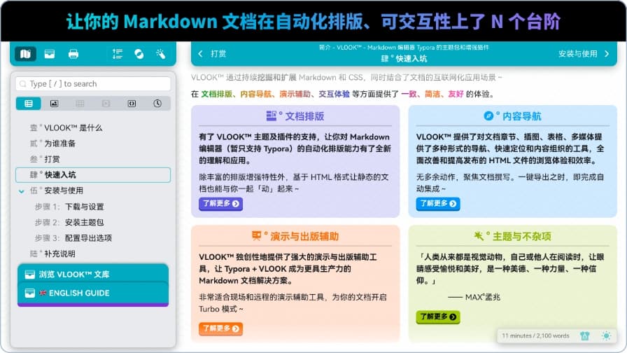 VLOOK简单易用实用的Typera / Markdown主题包和增强插件-APP喵：软件资源