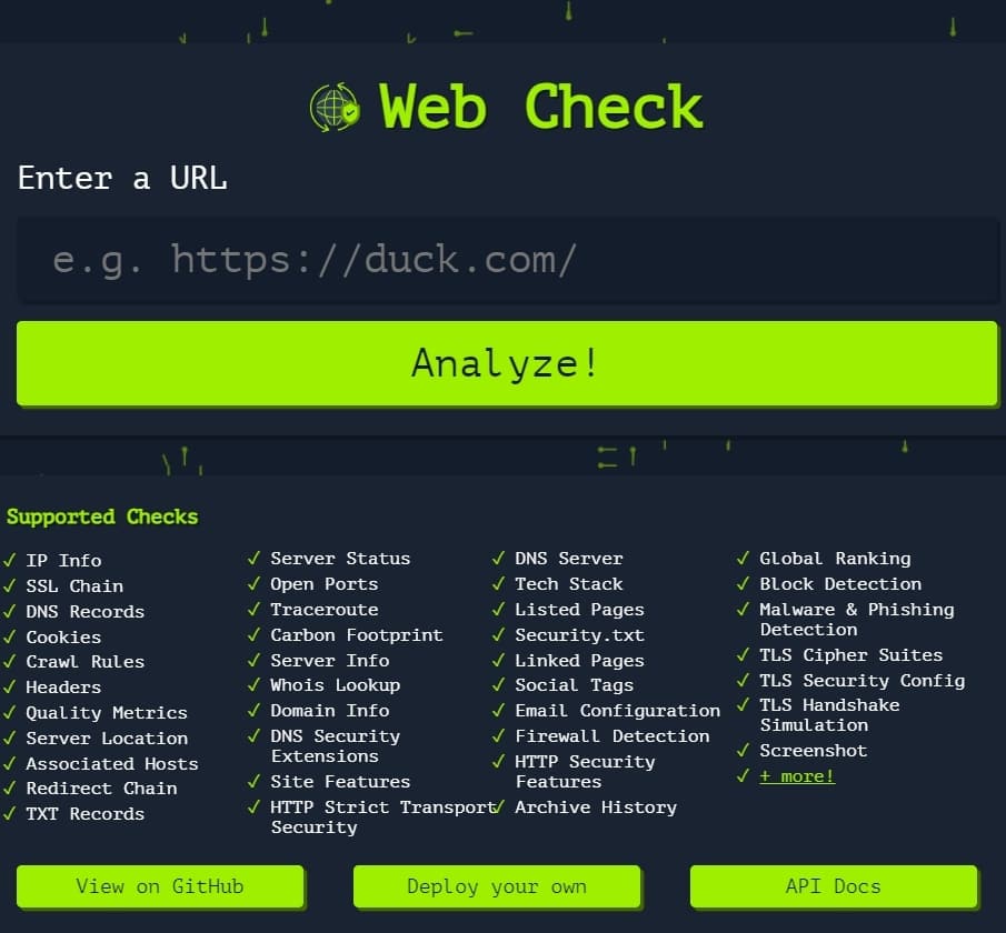 Web-Check：一个功能很全面的网站web检测工具