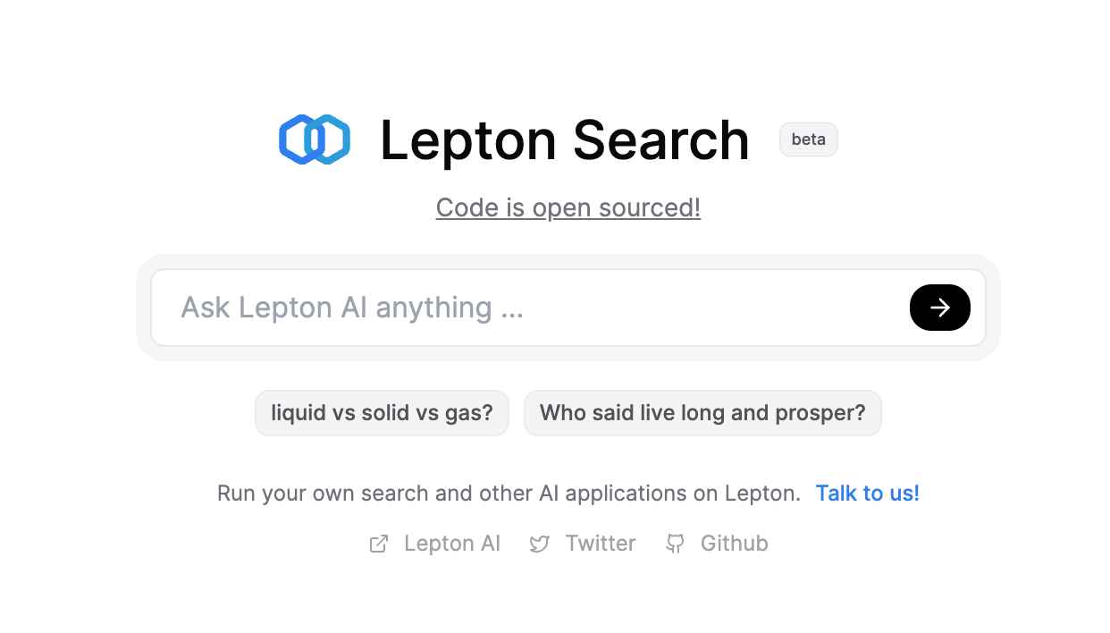 Lepton:AI 对话式搜索引擎,助力你快速找到搜索内容