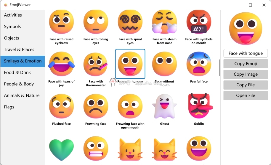 EmojiViewer：fluentui-emoji 表情查看器。拥有 1545 个 Emoji 表情符号-APP喵：阿喵软件资源分享